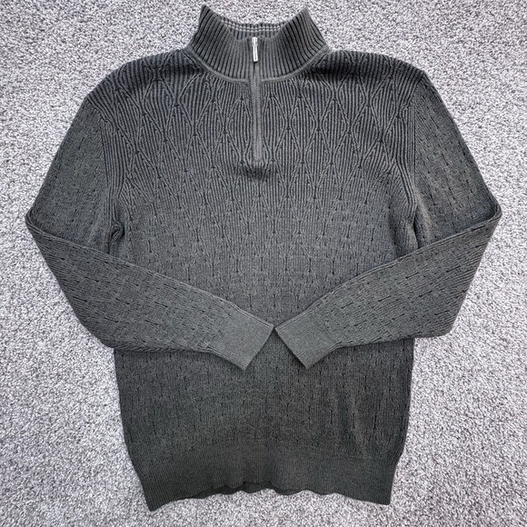 Tommy Bahama Mens Size L Cable Knit 1/4 Zip L/S Sweater Green 100% Cotton‎ - Picture 1 of 6